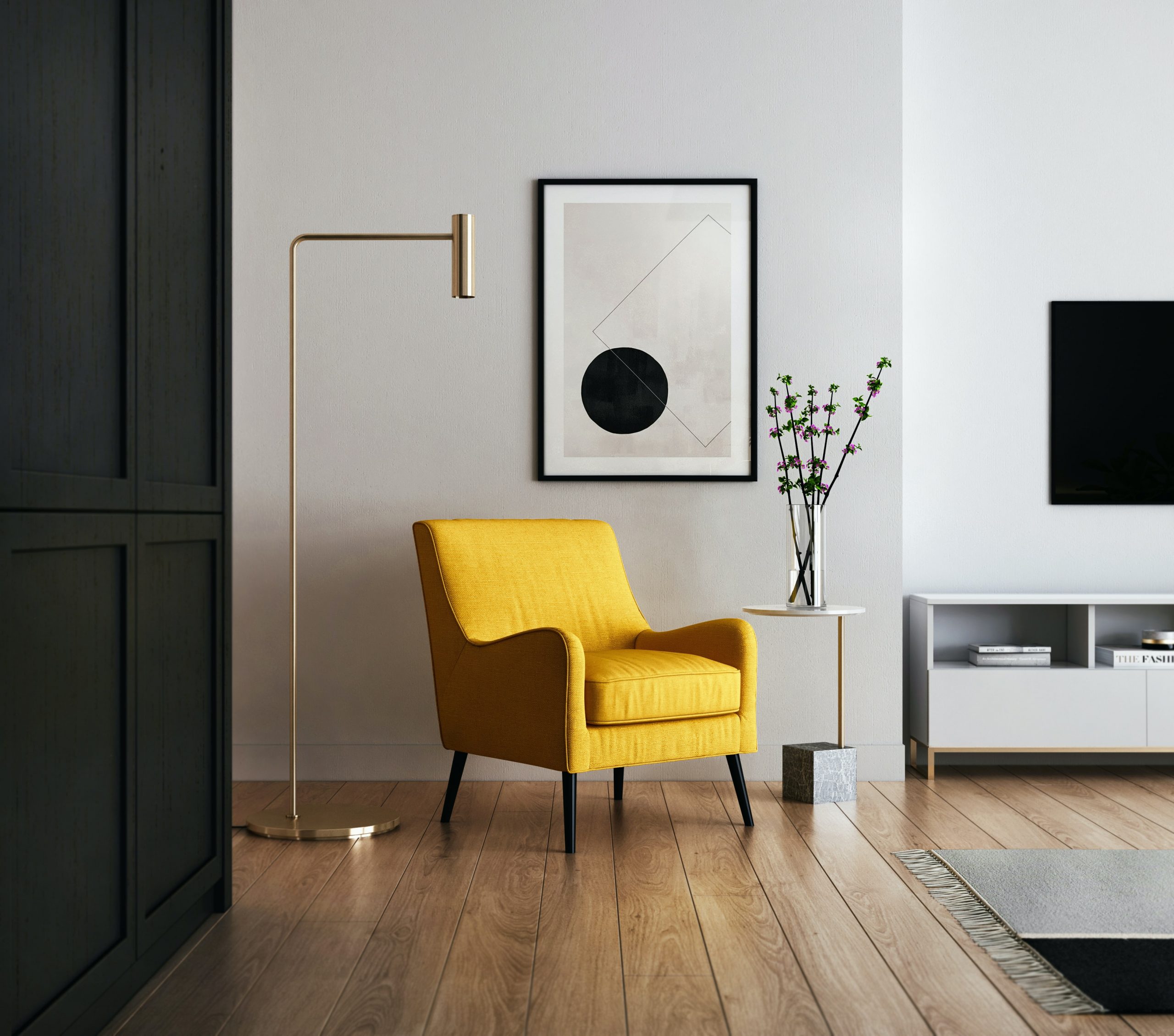 Yellow chair in room